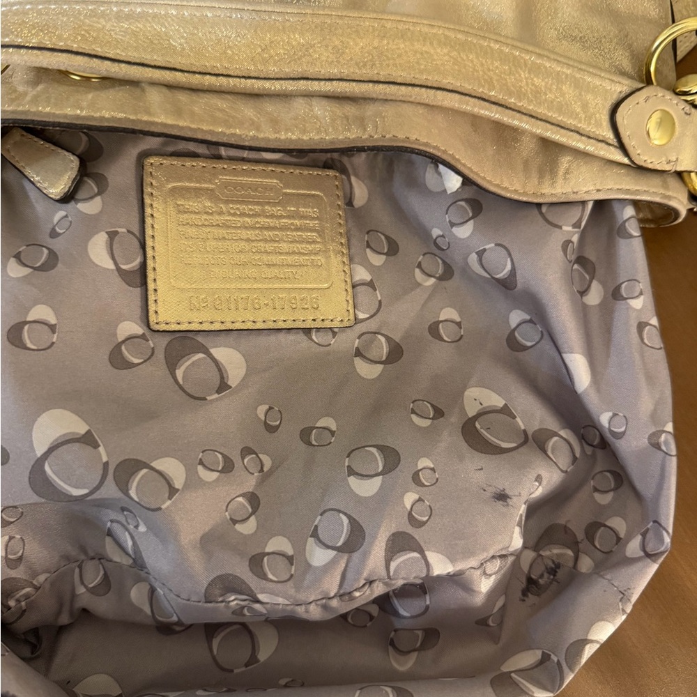 Coach Metallic Beige Poppy Shoulder Bag with Gold Hardware - Picture 15 of 16